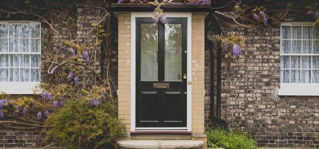 Door of brick house.